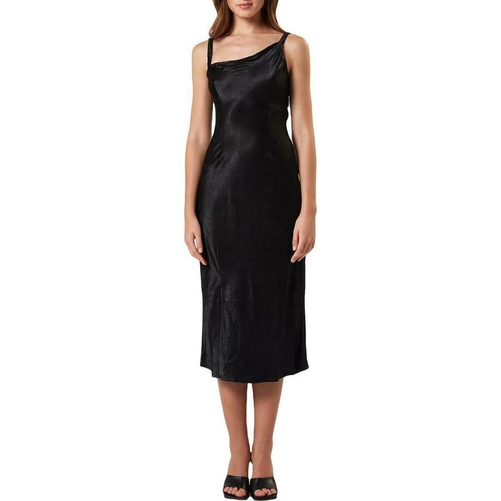 NWT! $90 Anthropologie Charlie Holiday Veronica Black Satin Dress Formal Party 6